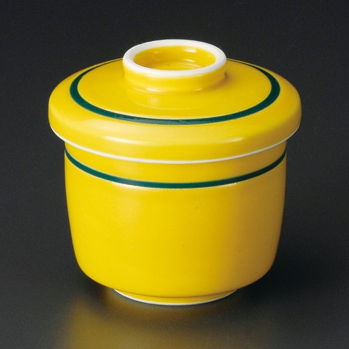 19618-401 黄釉グリーン帯ミニ蒸碗|業務用食器カタログ陶里30号