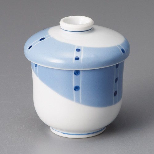 19721-321 ブルー水玉むし碗(小)|業務用食器カタログ陶里30号