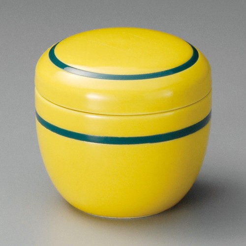 20312-401 黄釉グリーン帯夏目型蒸碗|業務用食器カタログ陶里30号