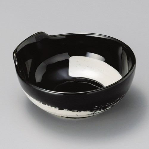 21303-311 黒釉白刷毛呑水(小)|業務用食器カタログ陶里30号