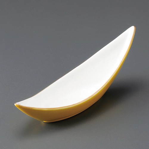 21902-471 渕金黄釉舟型付出皿|業務用食器カタログ陶里30号