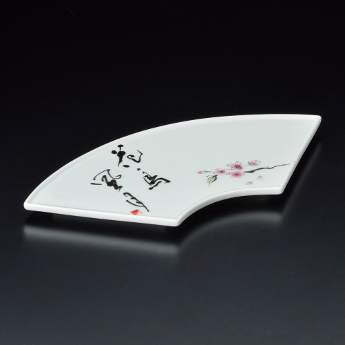 23902-291 イングレ花鳥風月扇型焼物皿|業務用食器カタログ陶里30号