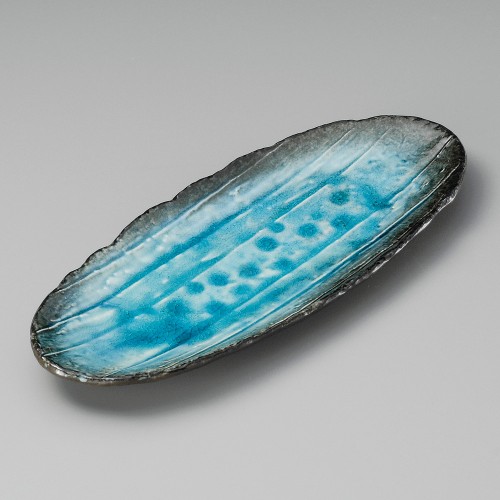 27124-30.641 藍染スカイ手造り楕円長皿|業務用食器カタログ陶里30号