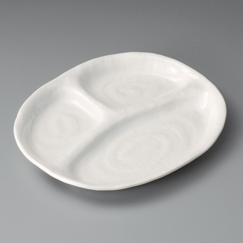 28202-181 白釉三ツ切10吋仕切皿|業務用食器カタログ陶里30号