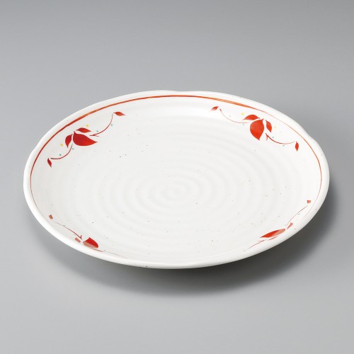 29018-671 粉引赤絵8.0皿|業務用食器カタログ陶里30号