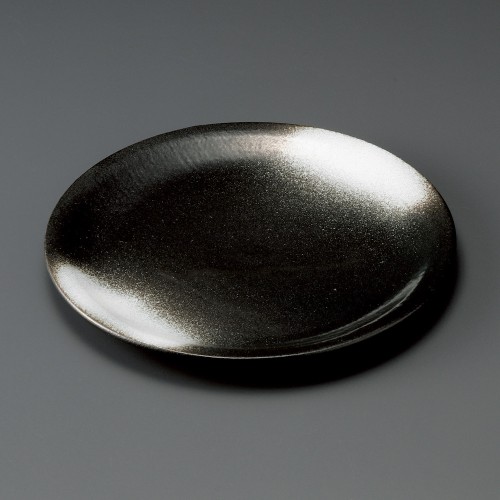 30016-461 黒結晶白吹(布目)9.0丸皿|業務用食器カタログ陶里30号