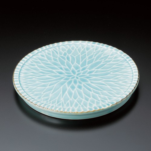 30123-471 マリンブルーダリア彫皿|業務用食器カタログ陶里30号