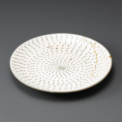 30129-461 手彫り(飛びカンナ)8.0丸皿|業務用食器カタログ陶里30号