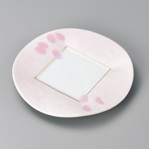 30204-181 ピンク吹銀彩8.0皿|業務用食器カタログ陶里30号