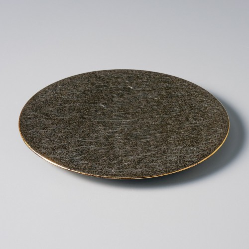 30301-101 金線フラット(黒)岩肌17㎝丸皿|業務用食器カタログ陶里30号