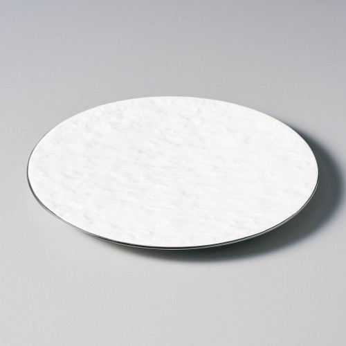 30308-101 銀線フラット(白)岩肌25㎝丸皿|業務用食器カタログ陶里30号