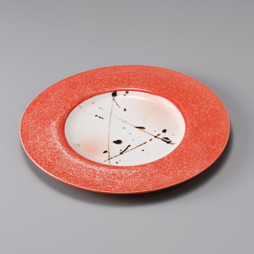 30331-471 赤釉錆絵8.5リム皿|業務用食器カタログ陶里30号