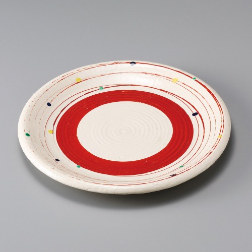 30507-131 点彩渦(赤)8.0皿|業務用食器カタログ陶里30号