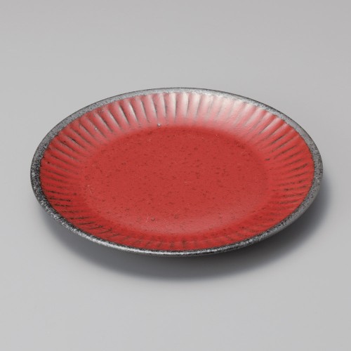 30609-021 赤釉ソギ7.5皿|業務用食器カタログ陶里30号