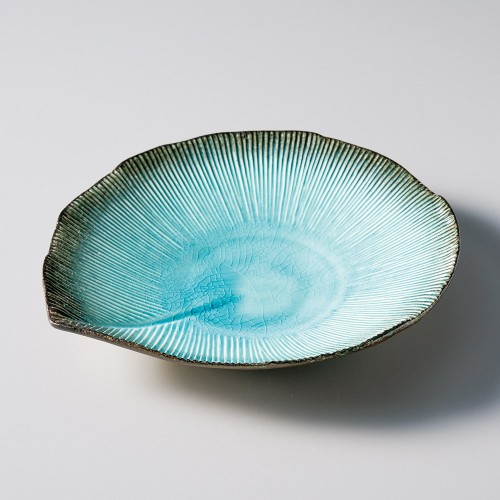 30611-101 藍染スカイ葉型丸皿|業務用食器カタログ陶里30号