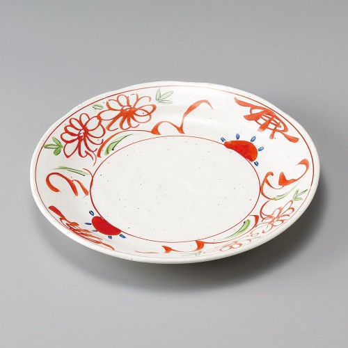 30711-521 粉引古赤絵クラフト7.0皿|業務用食器カタログ陶里30号