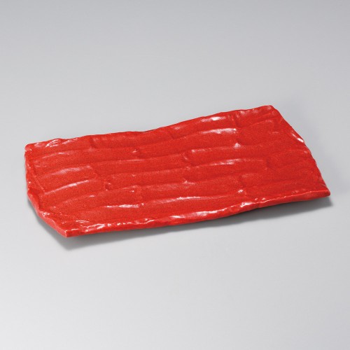 34514-521 赤結晶削り長皿大|業務用食器カタログ陶里30号