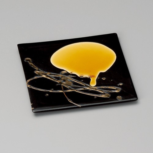 37314-651 ゴールド琥珀流正角皿|業務用食器カタログ陶里30号