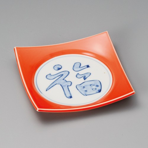 37403-521 柿釉福四方皿(大)|業務用食器カタログ陶里30号