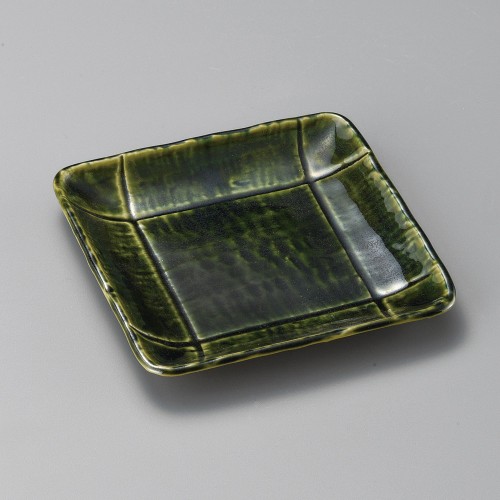 37512-151 ソギ格子オリベ正角皿|業務用食器カタログ陶里30号