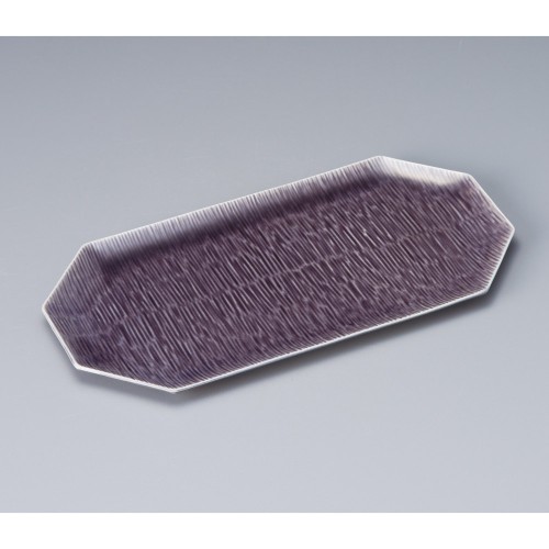 38007-181 紫釉流水八角長皿|業務用食器カタログ陶里30号