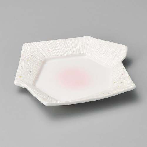 39006-181 ピンク吹一珍ラスター 変形皿|業務用食器カタログ陶里30号