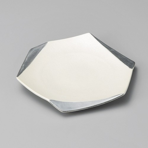 39007-181 銀彩白吹六角皿|業務用食器カタログ陶里30号