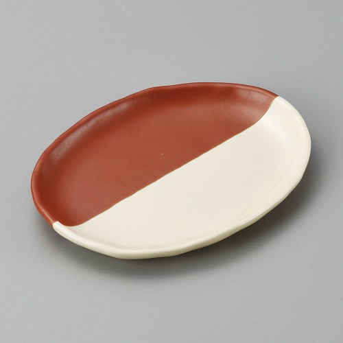 39919-151 紅ぬり分け5.0小判皿|業務用食器カタログ陶里30号
