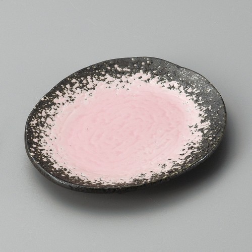 39924-151 黒ピンク変形皿|業務用食器カタログ陶里30号