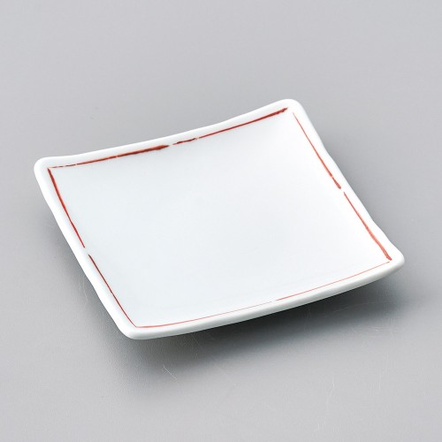 40824-321 赤ライン正角銘々皿|業務用食器カタログ陶里30号