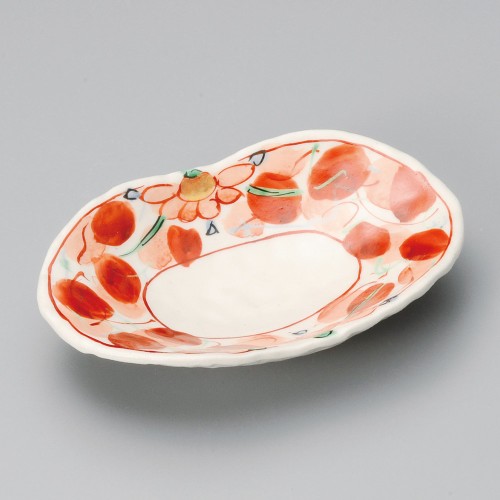 40925-471 赤絵木の葉双子皿|業務用食器カタログ陶里30号
