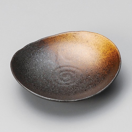 41109-461 黒備前金茶吹 楕円皿(小)|業務用食器カタログ陶里30号