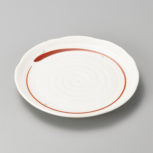 41339-121 縄文型赤刷毛点字5.0皿|業務用食器カタログ陶里30号