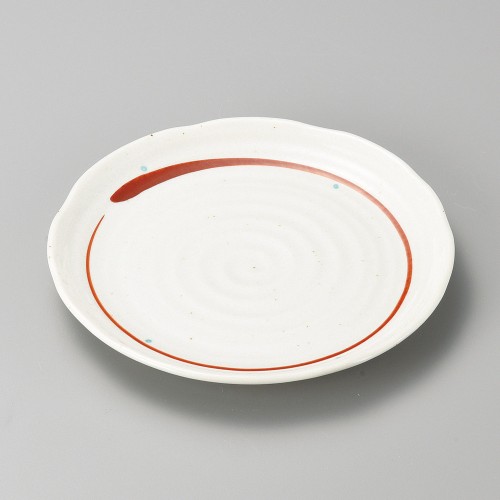 41340-121 縄文型赤刷毛点字7.0皿|業務用食器カタログ陶里30号