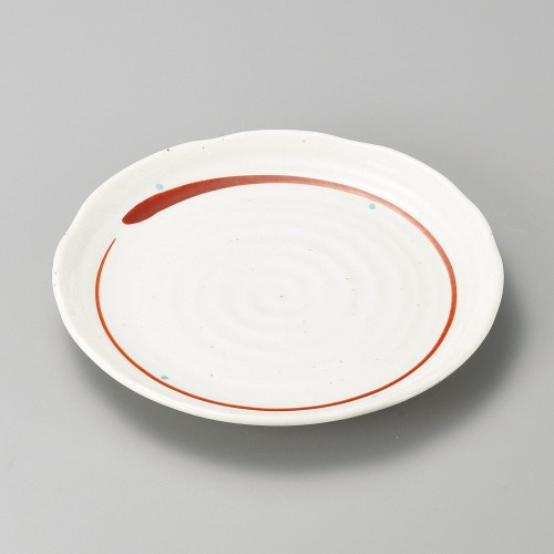 41341-121 縄文型赤刷毛点字8.0皿|業務用食器カタログ陶里30号