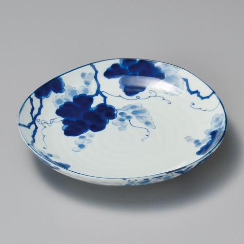 41754-011 藍染ぶどう3.5三角皿|業務用食器カタログ陶里30号