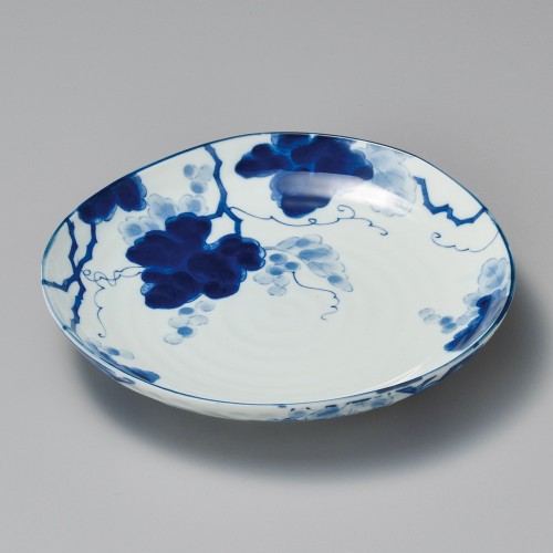 41755-011 藍染ぶどう4.0三角皿|業務用食器カタログ陶里30号