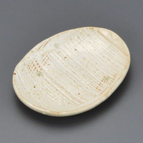 42511-461 白唐津(クシメ)3.5楕円皿|業務用食器カタログ陶里30号