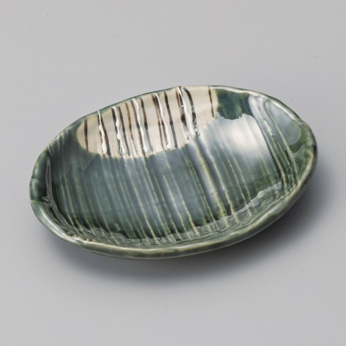 42519-461 織部丸紋(クシメ)3.5楕円皿|業務用食器カタログ陶里30号