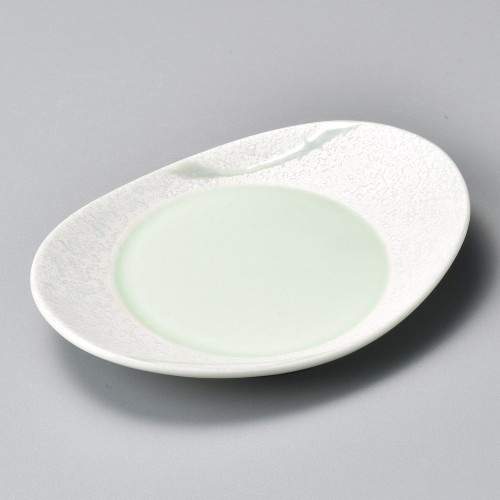 42601-401 流水ラスター楕円小皿(緑)|業務用食器カタログ陶里30号