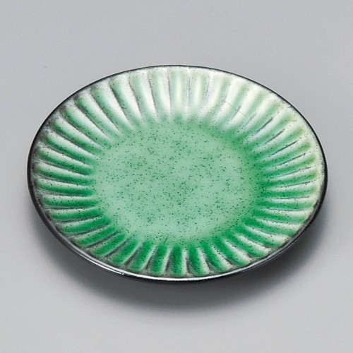 42615-471 炭化土しのぎ彫緑小皿|業務用食器カタログ陶里30号