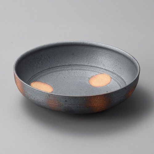 45402-201 黒鉄釉三つ丸大鉢|業務用食器カタログ陶里30号