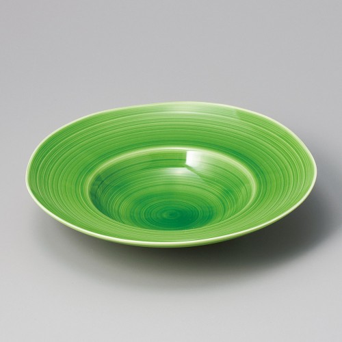 45819-121 緑釉クシ目ハット皿|業務用食器カタログ陶里30号