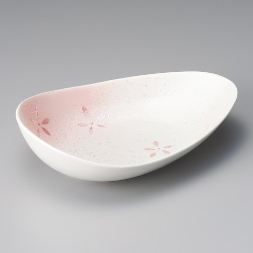 46504-131 ラスター花散らし変型楕円鉢ピンク|業務用食器カタログ陶里30号