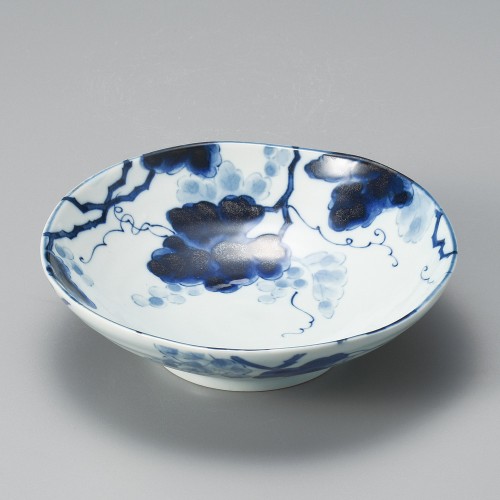 47120-361 藍染ぶどう5.5浅鉢|業務用食器カタログ陶里30号