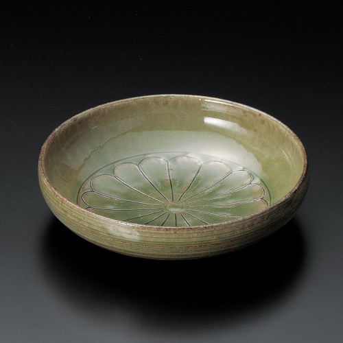 47406-141 灰釉菊紋彫盛鉢|業務用食器カタログ陶里30号