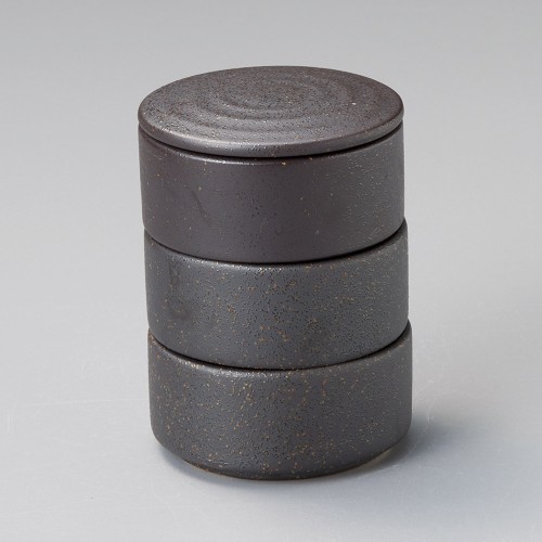 52615-461 黒ガラス 丸形三段重(小)|業務用食器カタログ陶里30号