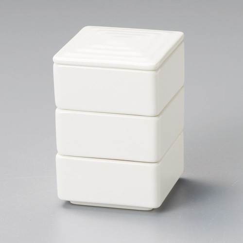 52616-461 ニューボン乳白 角形三段重(小)|業務用食器カタログ陶里30号
