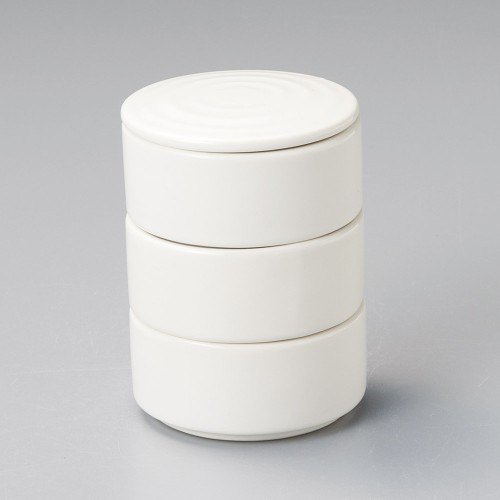 52618-461 ニューボン乳白 丸形三段重(小)|業務用食器カタログ陶里30号