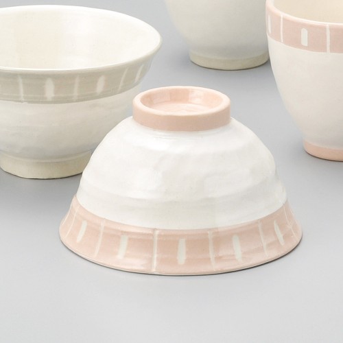 66030-131 渕飾り反茶碗(ピンク)|業務用食器カタログ陶里30号